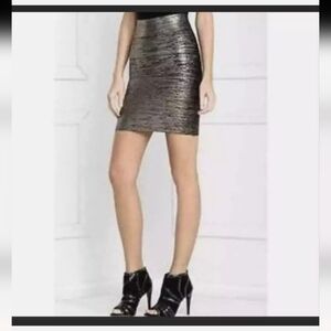 BCBG Maxazria Josie Gunmetal Bondage Pull-On Skirt Size Small $178 Retail